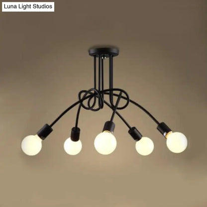 DecorBites™ DecorBites™ Retro Twist Arm Semi Flush Mount Ceiling Light - 3/5-Head Stylish Kitchen Lighting in Black/White