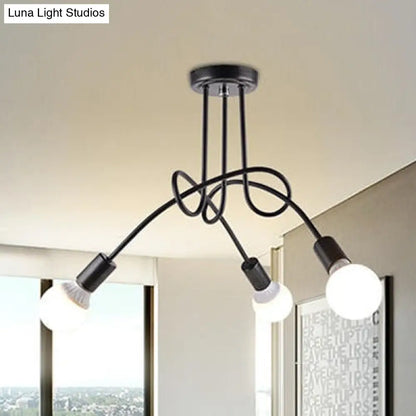 DecorBites™ DecorBites™ Retro Twist Arm Semi Flush Mount Ceiling Light - 3/5-Head Stylish Kitchen Lighting in Black/White