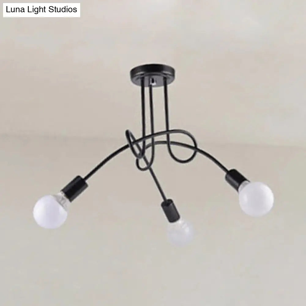 DecorBites™ DecorBites™ Retro Twist Arm Semi Flush Mount Ceiling Light - 3/5-Head Stylish Kitchen Lighting in Black/White