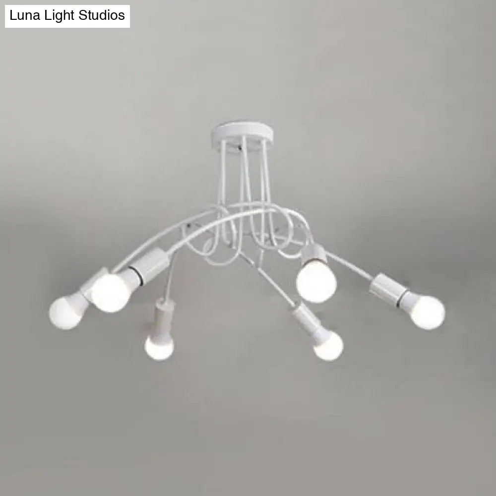 DecorBites™ DecorBites™ Retro Twist Arm Semi Flush Mount Ceiling Light - 3/5-Head Stylish Kitchen Lighting in Black/White