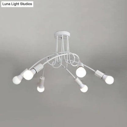 DecorBites™ DecorBites™ Retro Twist Arm Semi Flush Mount Ceiling Light - 3/5-Head Stylish Kitchen Lighting in Black/White