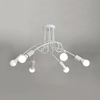 DecorBites™ DecorBites™ Retro Twist Arm Semi Flush Mount Ceiling Light - 3/5-Head Stylish Kitchen Lighting in Black/White