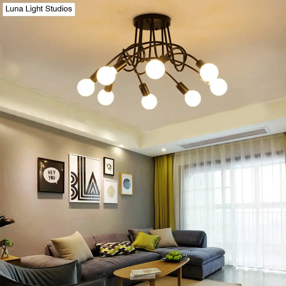 DecorBites™ DecorBites™ Retro Twist Arm Semi Flush Mount Ceiling Light - 3/5-Head Stylish Kitchen Lighting in Black/White