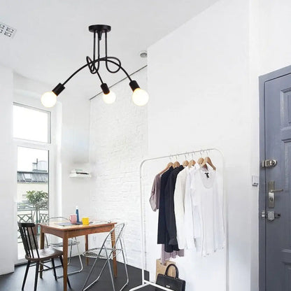 DecorBites™ DecorBites™ Retro Twist Arm Semi Flush Mount Ceiling Light - 3/5-Head Stylish Kitchen Lighting in Black/White