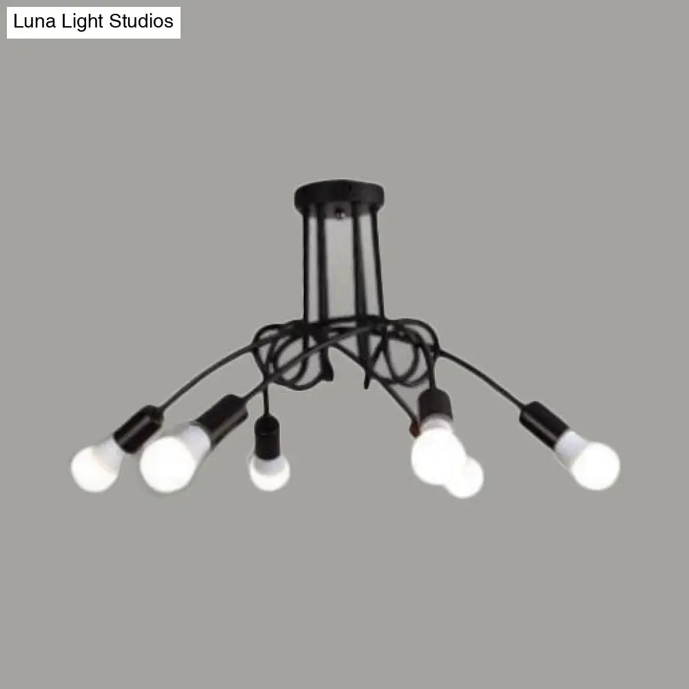 DecorBites™ DecorBites™ Retro Twist Arm Semi Flush Mount Ceiling Light - 3/5-Head Stylish Kitchen Lighting in Black/White