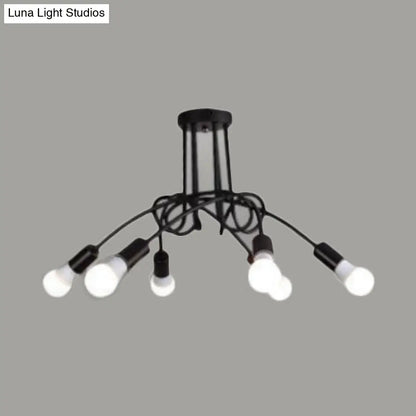 DecorBites™ DecorBites™ Retro Twist Arm Semi Flush Mount Ceiling Light - 3/5-Head Stylish Kitchen Lighting in Black/White