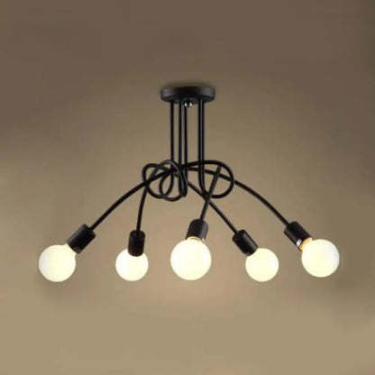 DecorBites™ DecorBites™ Retro Twist Arm Semi Flush Mount Ceiling Light - 3/5-Head Stylish Kitchen Lighting in Black/White