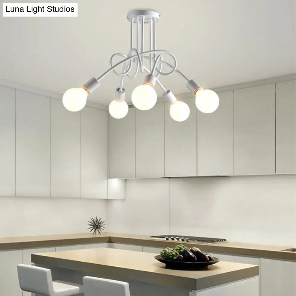 DecorBites™ DecorBites™ Retro Twist Arm Semi Flush Mount Ceiling Light - 3/5-Head Stylish Kitchen Lighting in Black/White