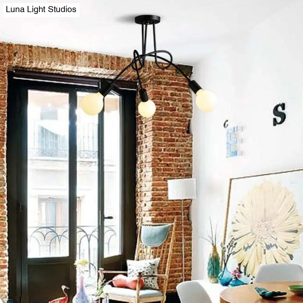 DecorBites™ DecorBites™ Retro Twist Arm Semi Flush Mount Ceiling Light - 3/5-Head Stylish Kitchen Lighting in Black/White