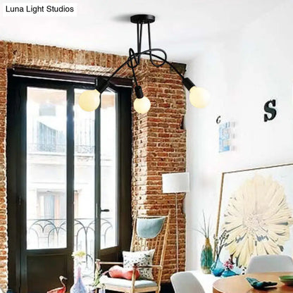 DecorBites™ DecorBites™ Retro Twist Arm Semi Flush Mount Ceiling Light - 3/5-Head Stylish Kitchen Lighting in Black/White