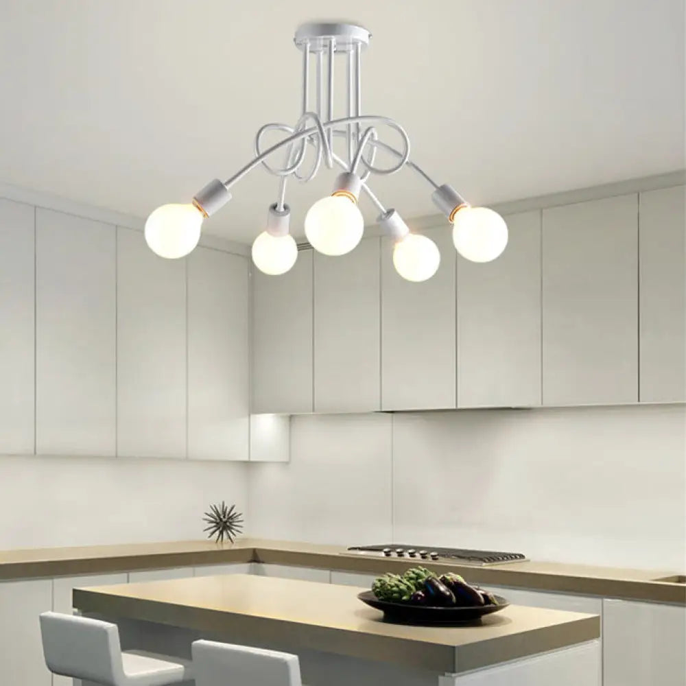 DecorBites™ DecorBites™ Retro Twist Arm Semi Flush Mount Ceiling Light - 3/5-Head Stylish Kitchen Lighting in Black/White