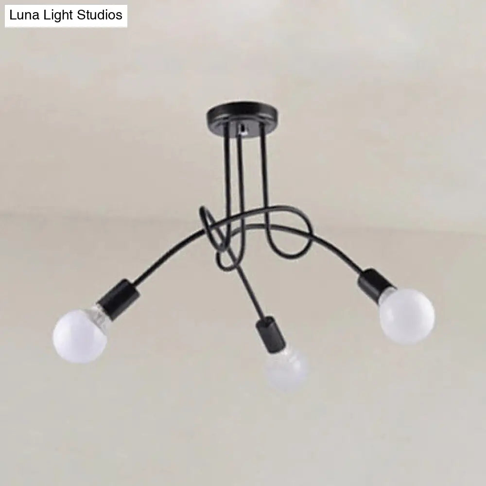DecorBites™ DecorBites™ Retro Twist Arm Semi Flush Mount Ceiling Light - 3/5-Head Stylish Kitchen Lighting in Black/White