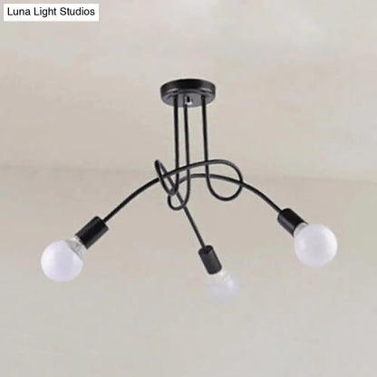 DecorBites™ DecorBites™ Retro Twist Arm Semi Flush Mount Ceiling Light - 3/5-Head Stylish Kitchen Lighting in Black/White