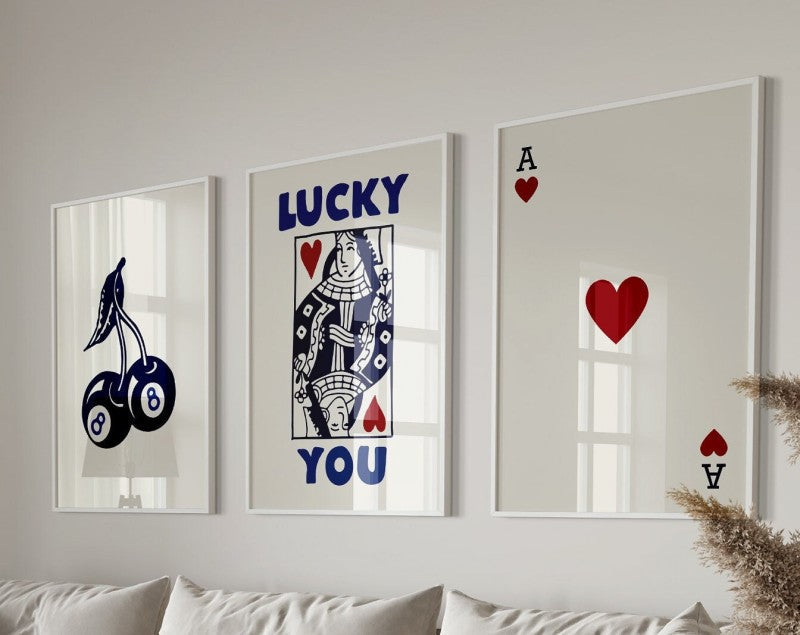 Retro Wall Art Posters Set - Queen of Hearts