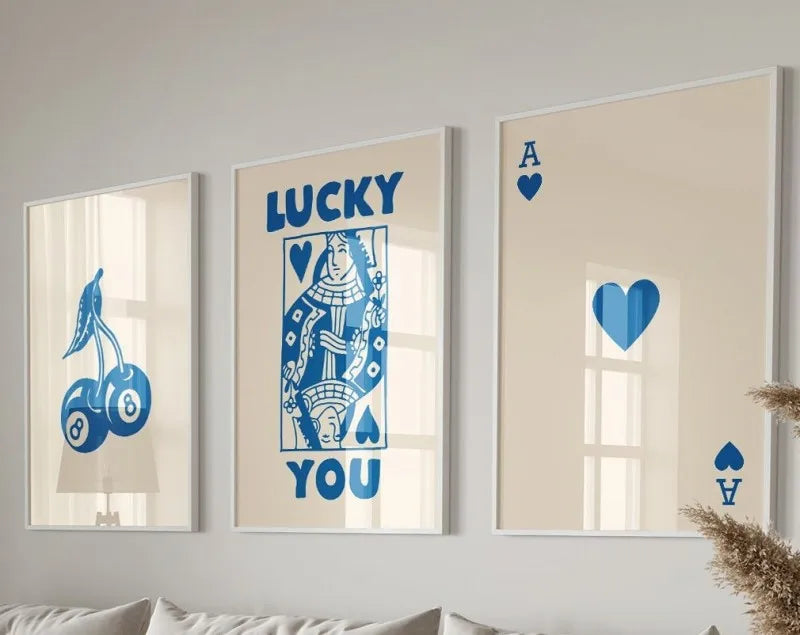 Retro Wall Art Posters Set - Queen of Hearts