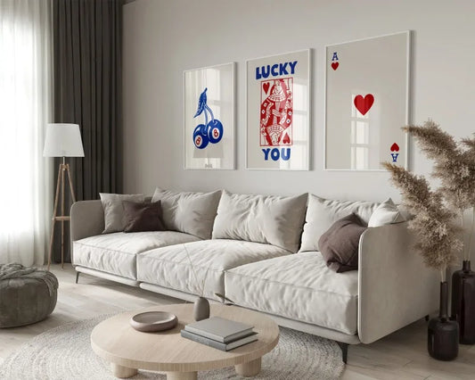’Retro Wall Art Posters Set: Queen of Hearts Theme’ - 12 / 3pcsx30x40cm