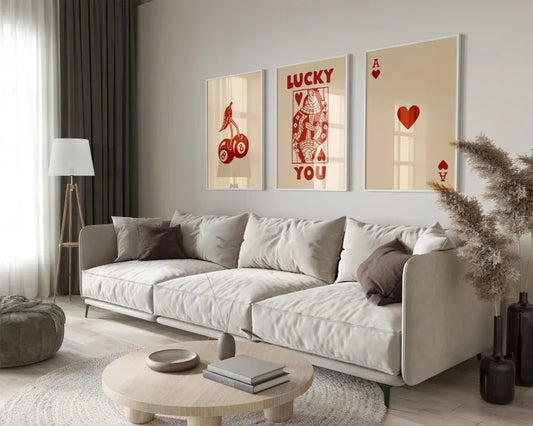 Retro Wall Art Set: Queen of Hearts Aesthetic - 20 / 3pcsx30x40cm