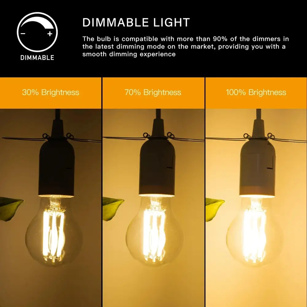 Vintage-style edison led bulb with frosted glass globe and black metal base designed for dimmable warm white lighting