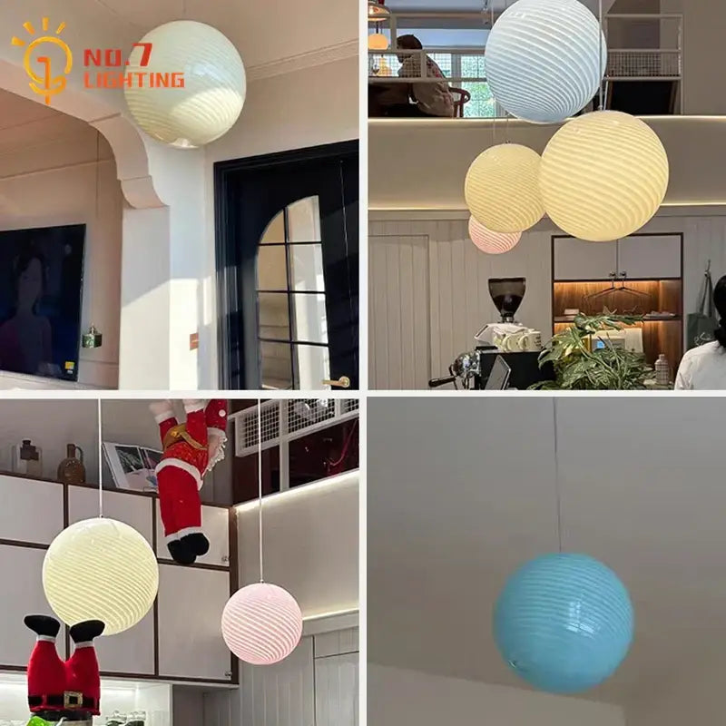 Ribbed amber glass pendant lights with spherical shape and warm glow perfect for dining room lighting