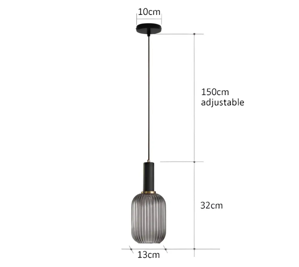 Black ribbed glass pendant lights with adjustable 150cm chain and 32cm fixture for decorbites colorful glass pendant decor