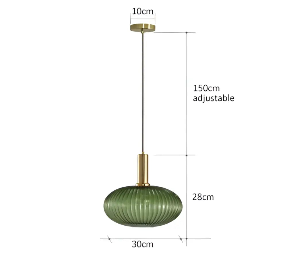 Green ribbed glass pendant lights with brass accents and adjustable chain for dining room decorbites colorful glass lighting