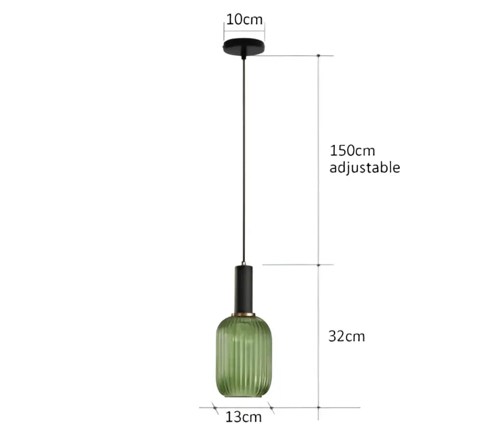 Green ribbed glass pendant lights with black metal hardware for dining room decorbites colorful glass pendant lighting