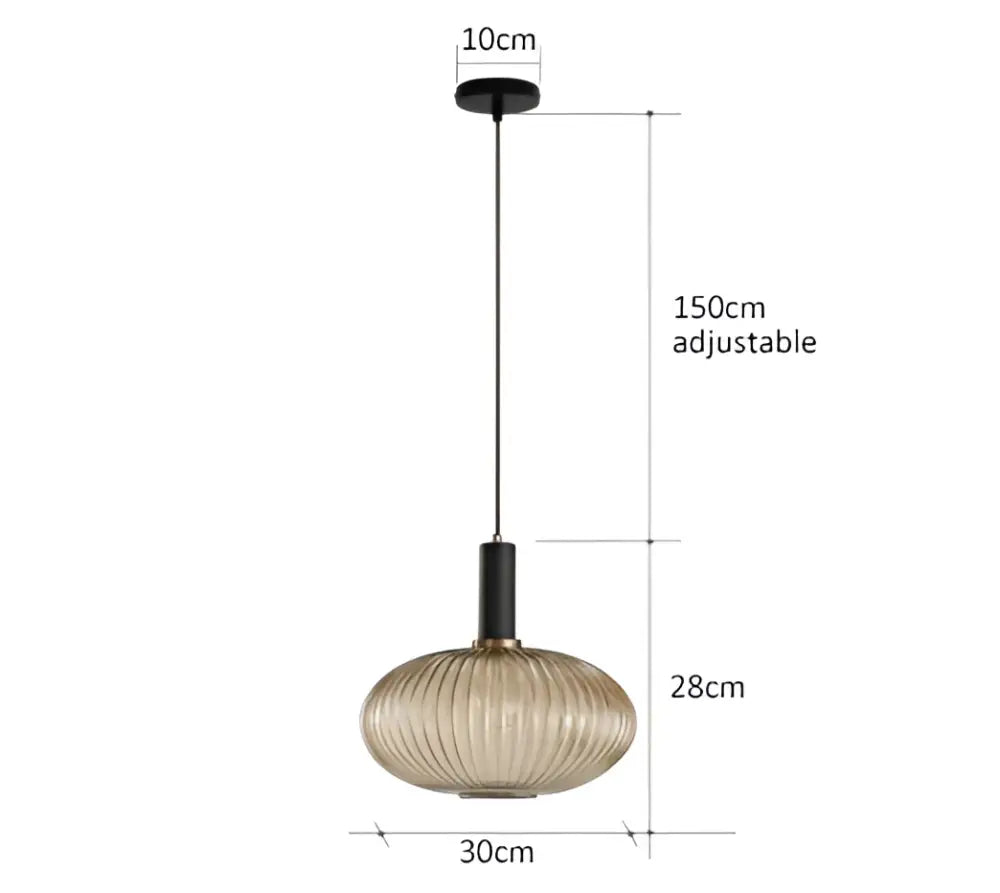 Modern pendant lights with ribbed amber glass shade and black metal hardware for dining room decorbites colorful glass