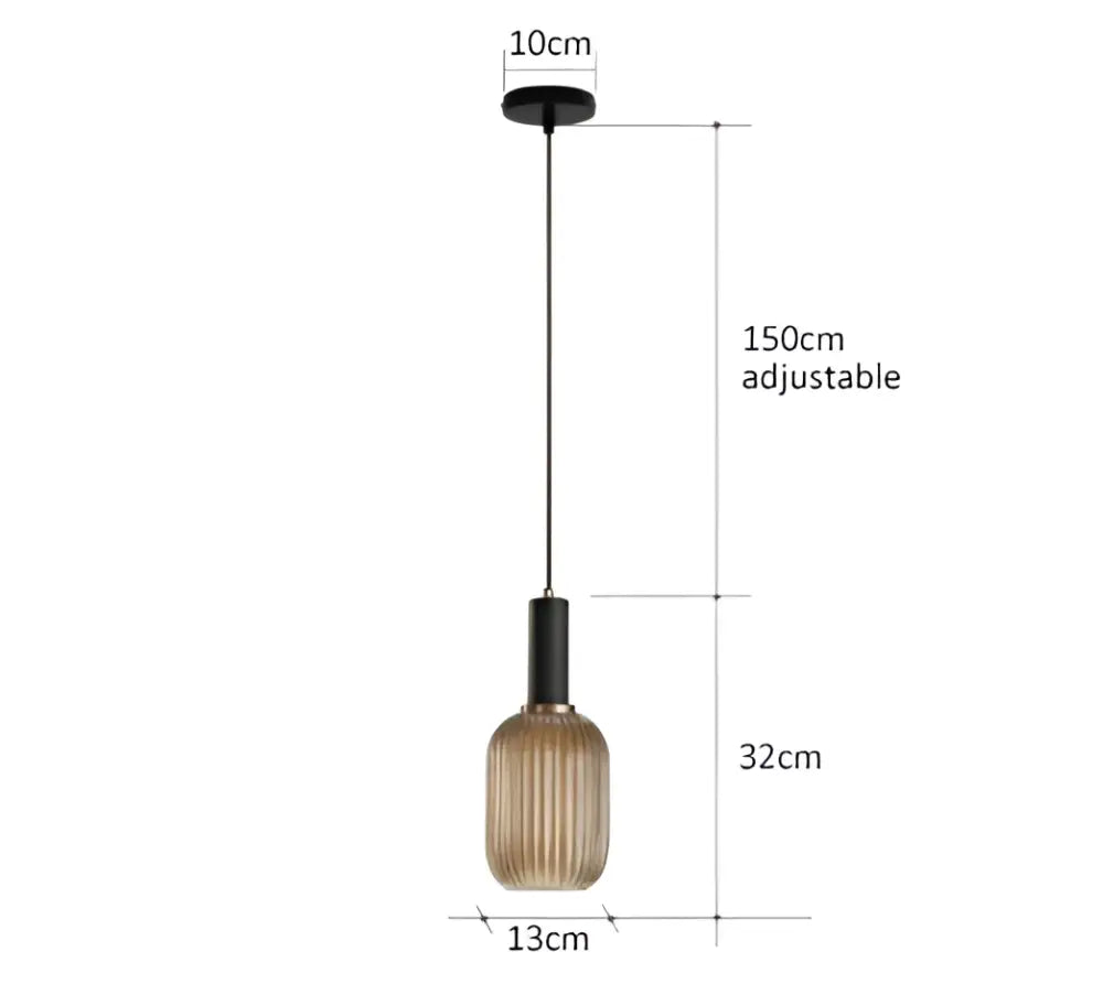 Modern pendant lights with a black metal mount and ribbed amber glass shade ideal for dining room decorbites colorful glass lighting