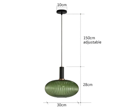 Green ribbed glass pendant light with black metal hardware for dining room decorbites colorful glass pendant lights