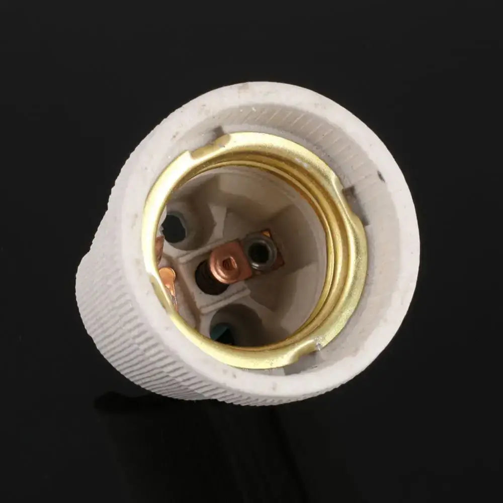Ribbed beige ceramic e27 socket lamp holder with white ceramic lamp socket and gold metal collar for living room lighting
