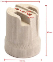 Beige ceramic e27 lamp holder with ribbed texture and three-pronged top for living room lighting decorbites creamic e27 socket