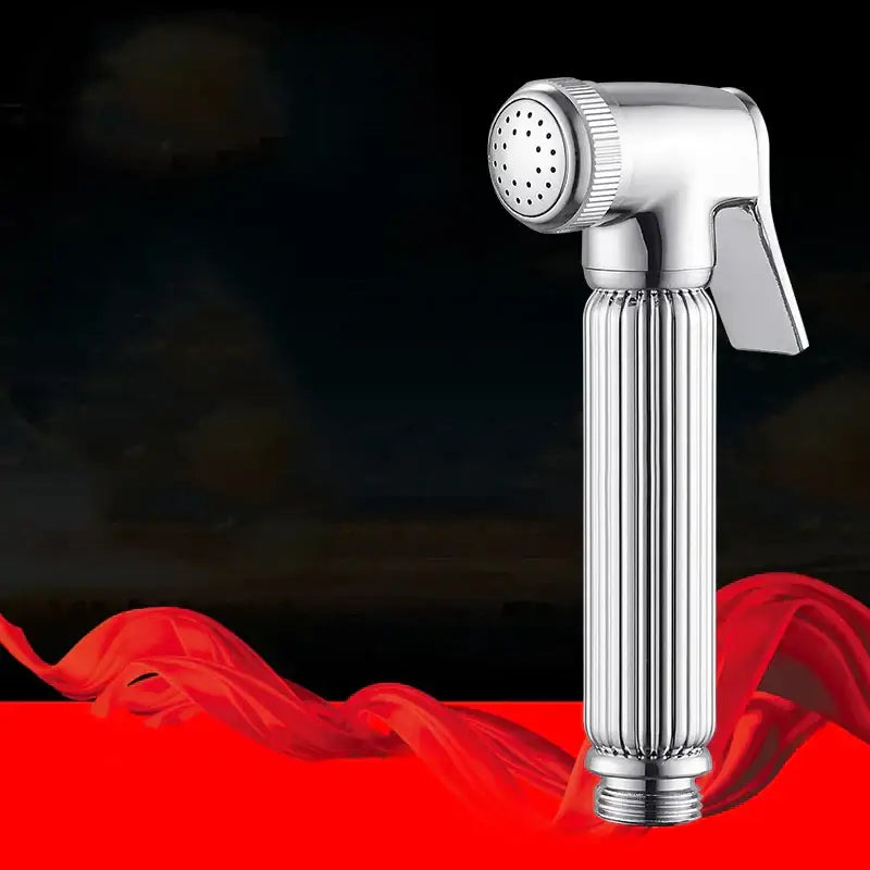 Shiny ribbed chrome brass chrome bidet faucet handheld sprayer with perforated nozzle for bathroom use