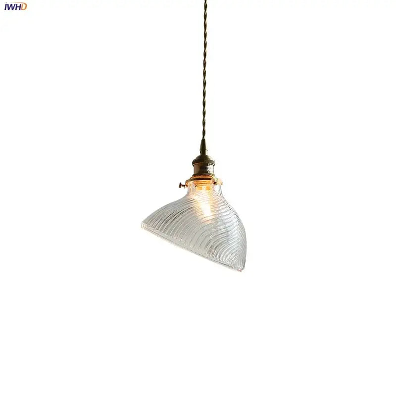 Ribbed clear glass led pendant light with conical shade and brass-toned hardware for dining room decorbites clear glass