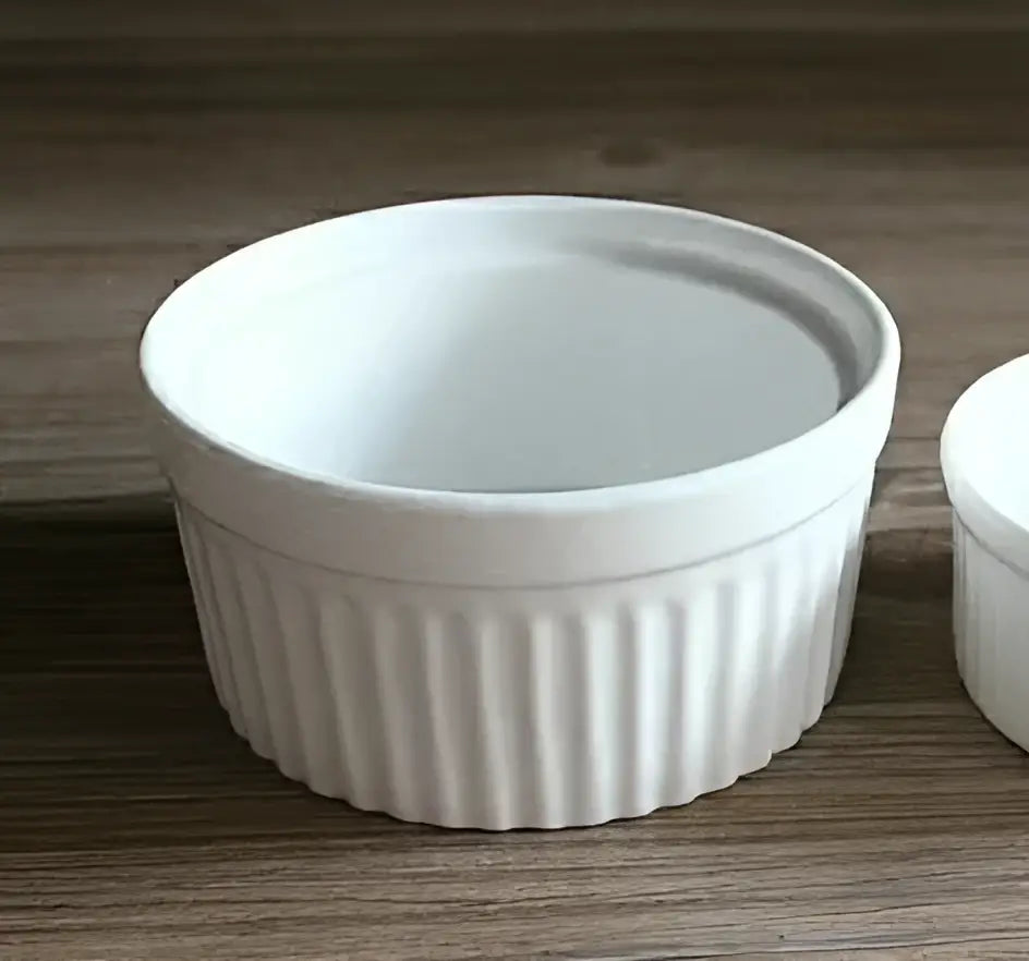 White ceramic baking bowl with vertical ridges from decorbites ceramic baking ramekin set for kitchen desserts