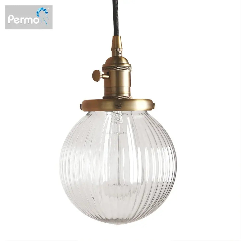 Clear ribbed glass globe pendant light with brass fixture and black cord for living room decorbites clear glass design