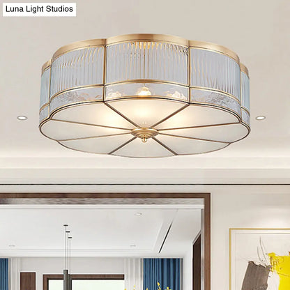 DecorBites™ DecorBites™ Ribbed Glass Gold Ceiling Flush Mount Lamp - Clover Design with 3/4 Heads - Available in 14" or 18" - Ideal for Dining Room Decor