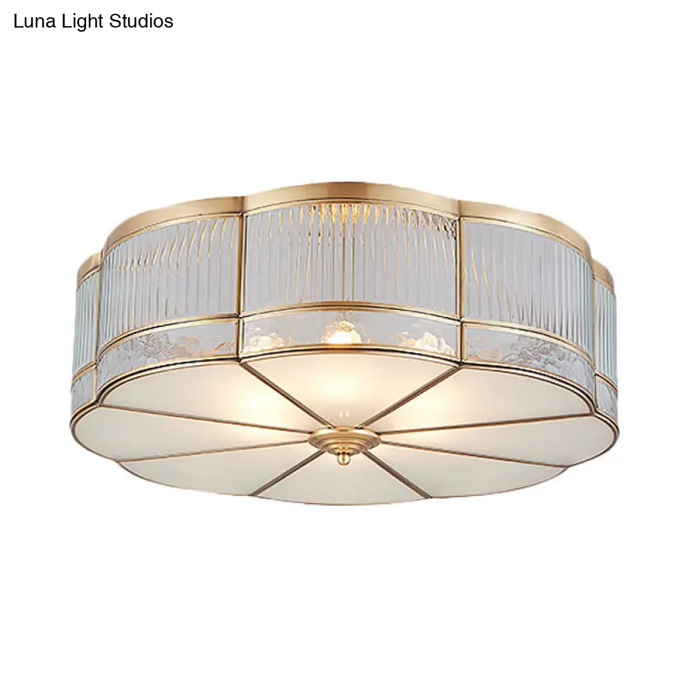 DecorBites™ DecorBites™ Ribbed Glass Gold Ceiling Flush Mount Lamp - Clover Design with 3/4 Heads - Available in 14" or 18" - Ideal for Dining Room Decor