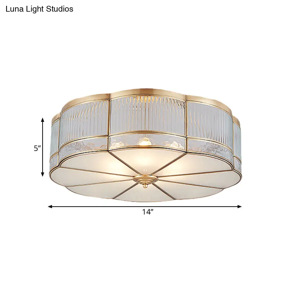DecorBites™ DecorBites™ Ribbed Glass Gold Ceiling Flush Mount Lamp - Clover Design with 3/4 Heads - Available in 14" or 18" - Ideal for Dining Room Decor
