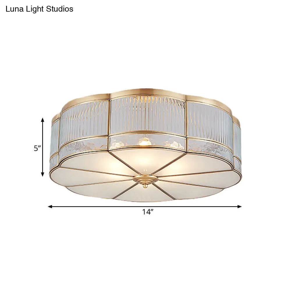 DecorBites™ DecorBites™ Ribbed Glass Gold Ceiling Flush Mount Lamp - Clover Design with 3/4 Heads - Available in 14" or 18" - Ideal for Dining Room Decor