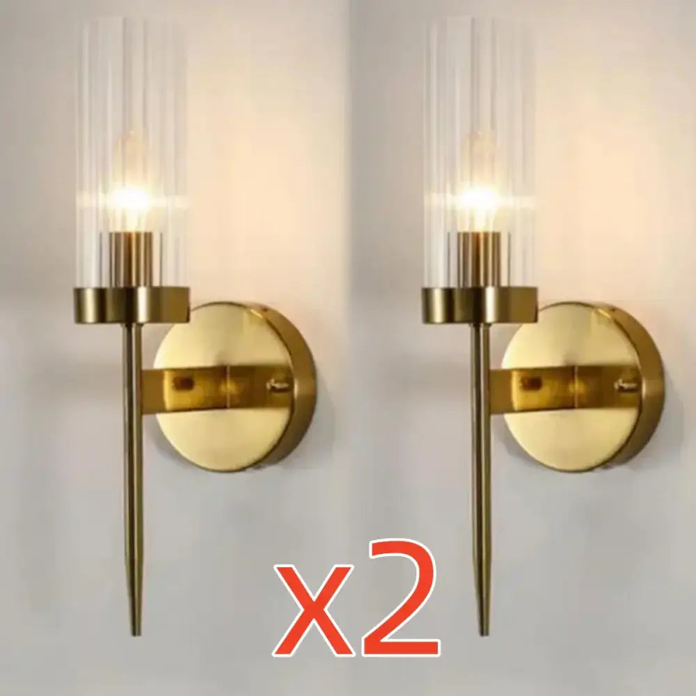 Gold led wall light featuring a gold-toned ribbed glass cylinder with exposed bulb for bedroom decorbites wall lights