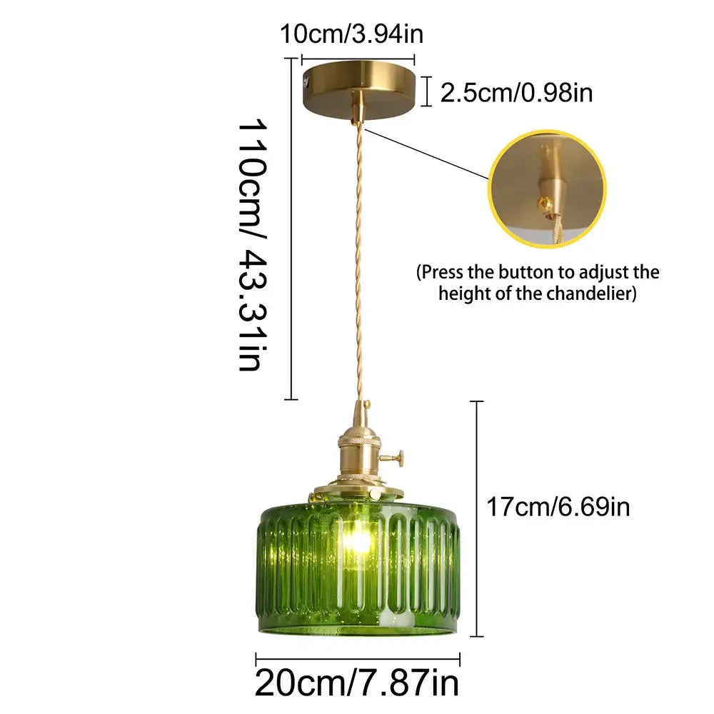 Green ribbed glass pendant light with brass hardware and adjustable height ideal for kitchen island decorbites green pendant
