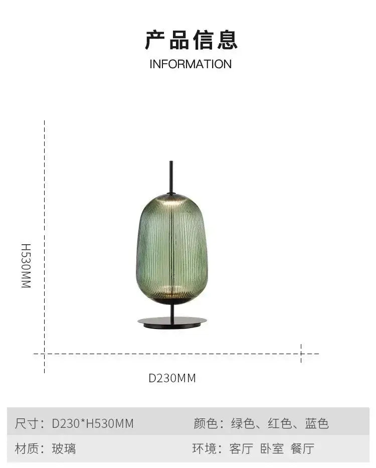 A modern green red glass table lamp with ribbed glass and sleek black metal base for bedroom lighting decorbites green red