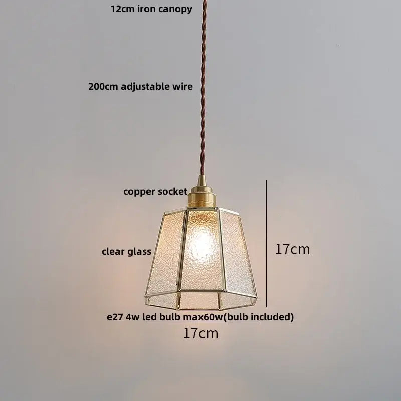 A 17cm tall hexagonal pendant light with teal blue ribbed glass shade brass frame and copper socket for dining room decorbites blue glass led