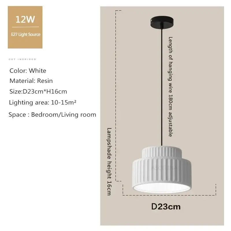 White ribbed tiered cream resin led pendant light with adjustable hanging wire for dining room decorbites cream resin