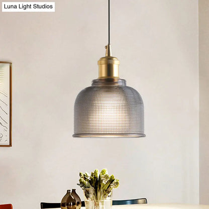 Ridged Glass Pendant Light - Traditional Cup Shape for Balcony and Kitchen