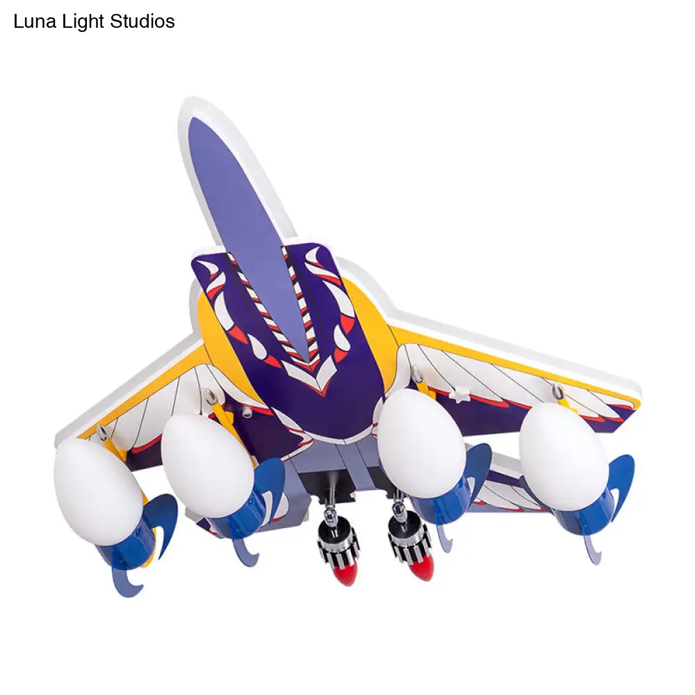 DecorBites™ DecorBites™ Rocket Kids Room Semi Flush Lamp with 4 Metallic Bulbs - Blue Ceiling Mounted Light