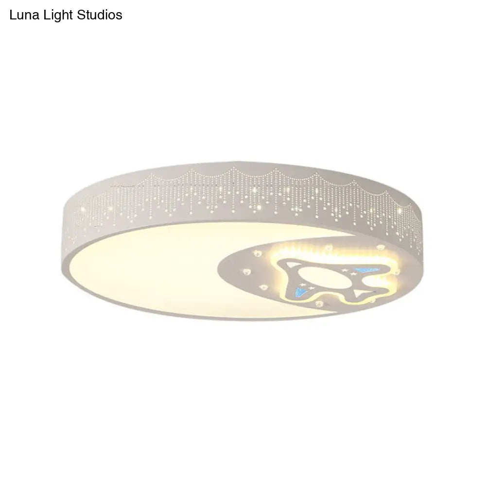 DecorBites™ DecorBites™ Rocket Metal Ceiling Lamp for Game Room - Stylish White Moon Flush Mount Light