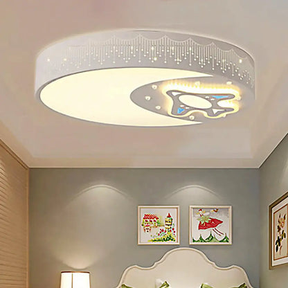 DecorBites™ DecorBites™ Rocket Metal Ceiling Lamp for Game Room - Stylish White Moon Flush Mount Light
