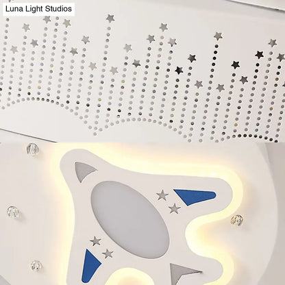 DecorBites™ DecorBites™ Rocket Metal Ceiling Lamp for Game Room - Stylish White Moon Flush Mount Light