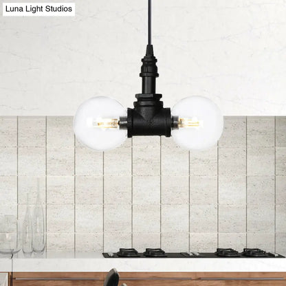 Rolande - Industrial Black Clear Glass LED Suspension Light